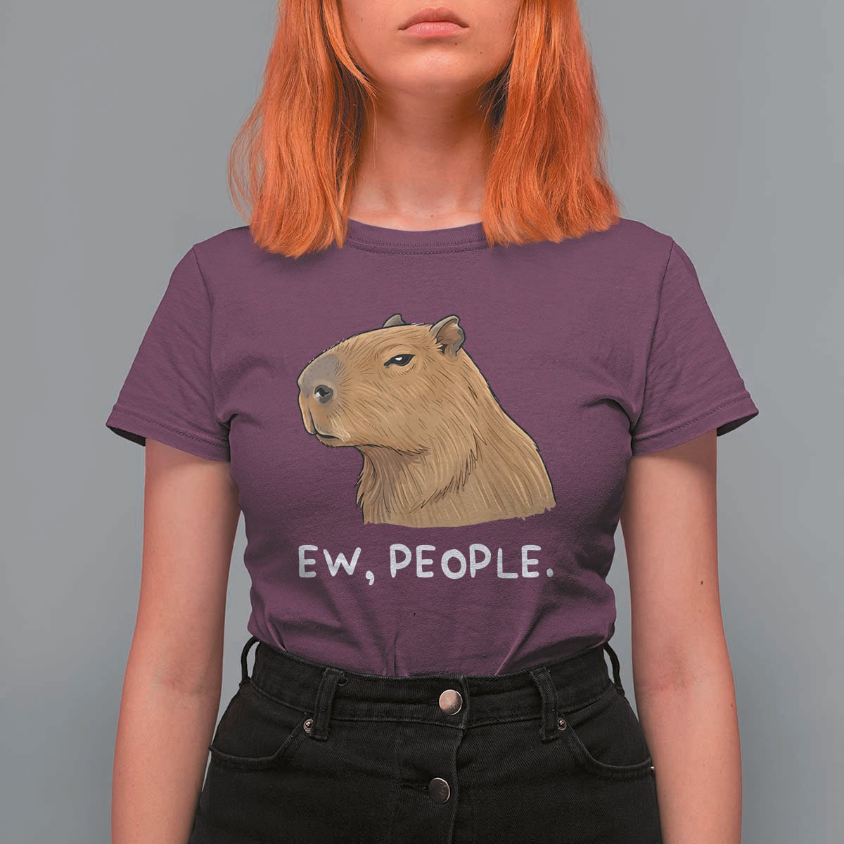 Anti Social Capybara Meme T Shirt For Women Ew People Sarcastic Funny Introvert Gift - Wonder Print Shop