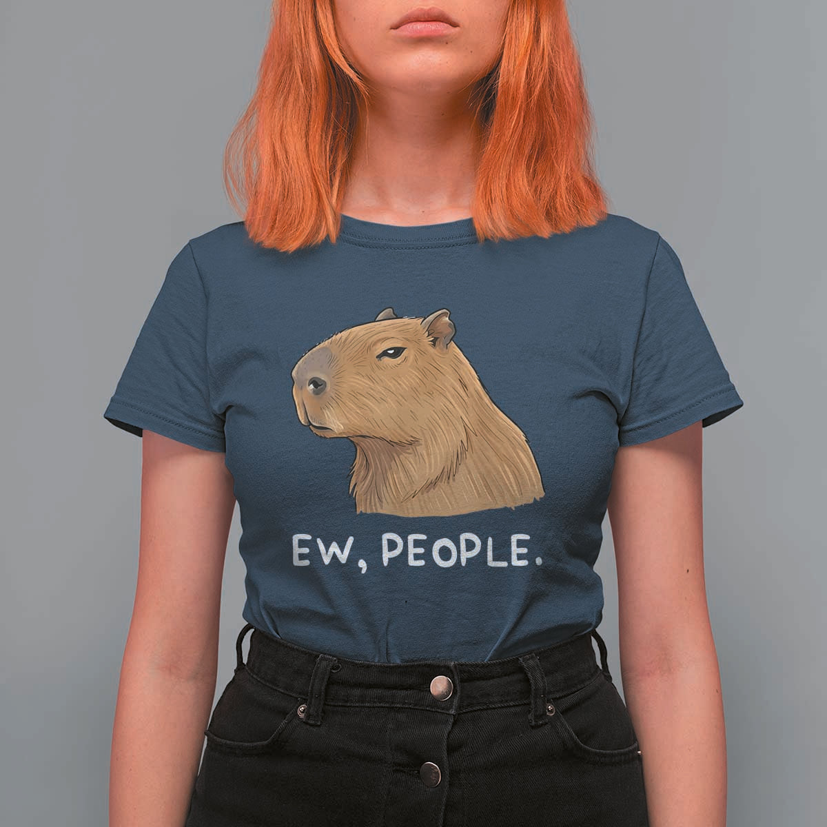 Anti Social Capybara Meme T Shirt For Women Ew People Sarcastic Funny Introvert Gift - Wonder Print Shop