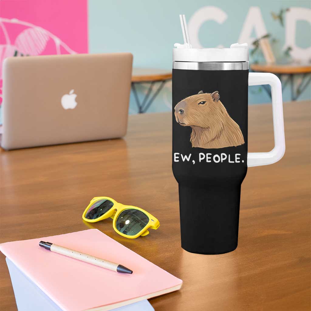 Anti Social Capybara Meme Tumbler With Handle Ew People Sarcastic Funny Introvert Gift - Wonder Print Shop
