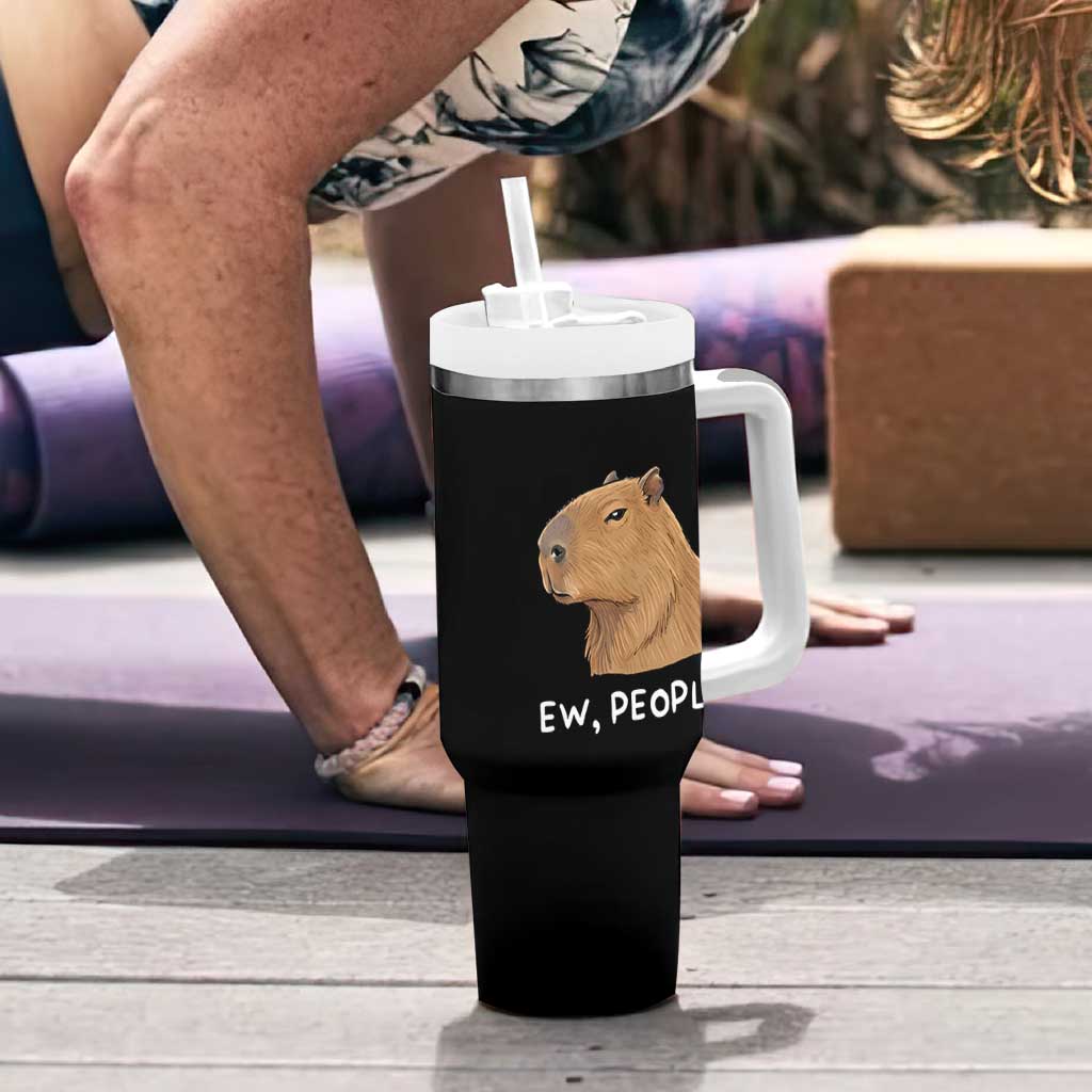 Anti Social Capybara Meme Tumbler With Handle Ew People Sarcastic Funny Introvert Gift - Wonder Print Shop