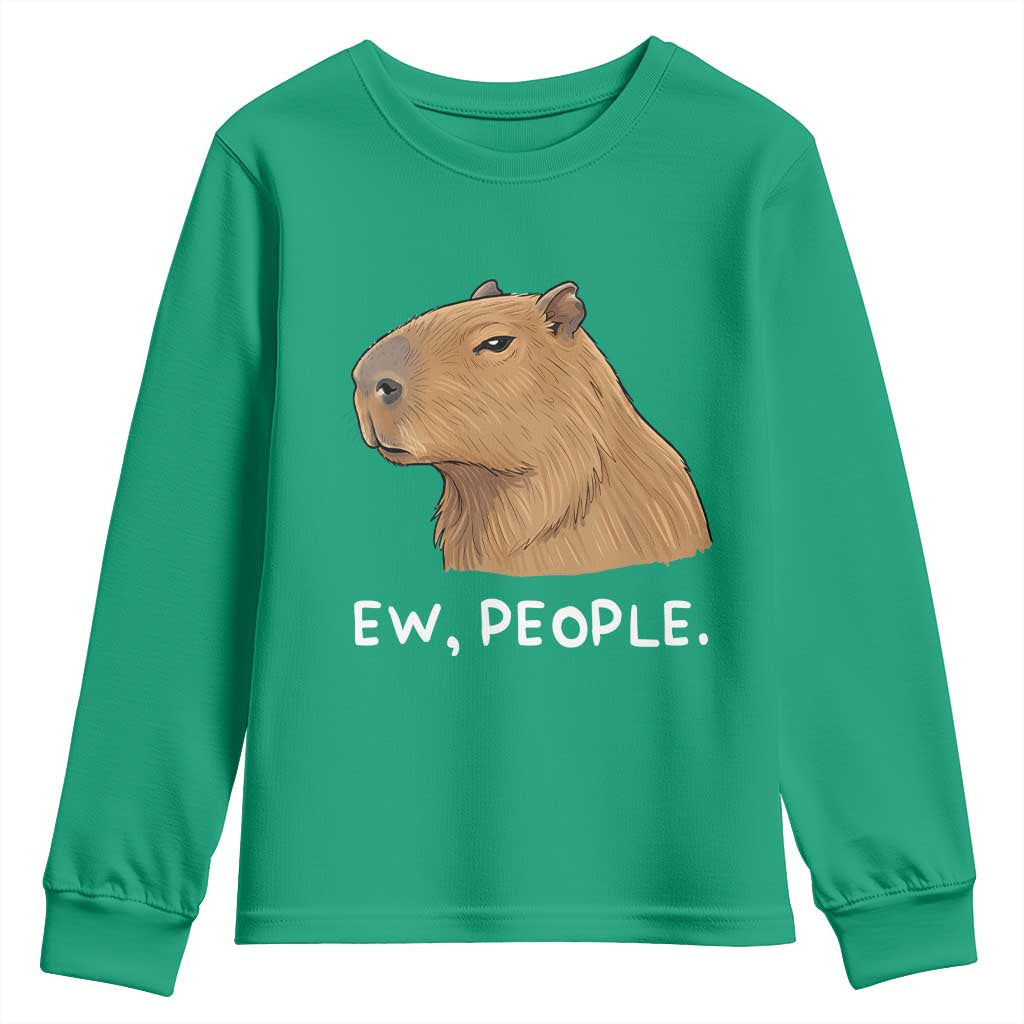 Anti Social Capybara Meme Youth Sweatshirt Ew People Sarcastic Funny Introvert Gift - Wonder Print Shop