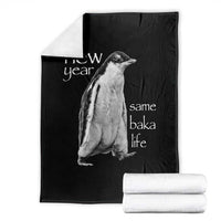 Funny New Year Same Baka Life Sarcastic Penguin Throw Blanket Otaku Humor Core Cringe Meme - Wonder Print Shop