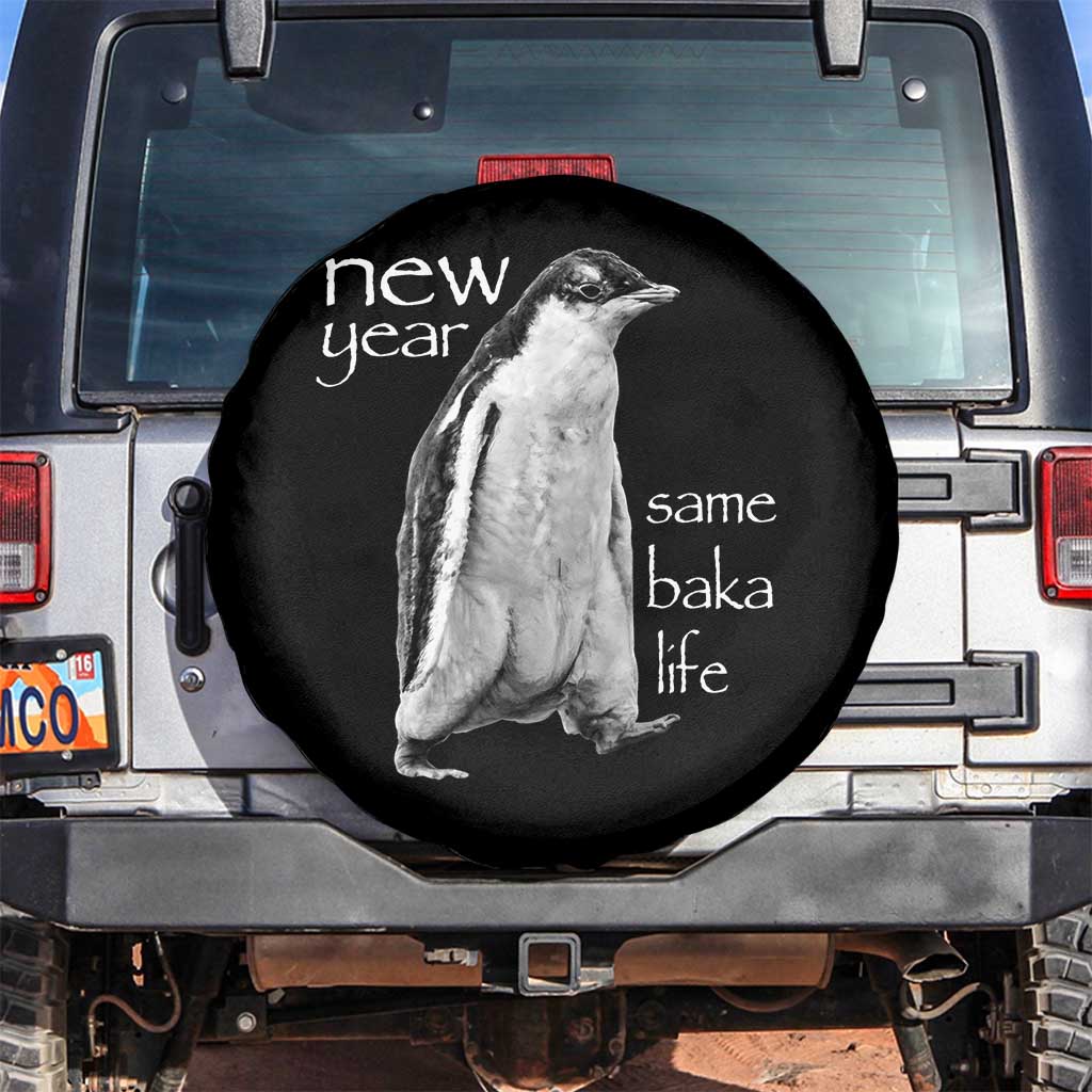 Funny New Year Same Baka Life Sarcastic Penguin Spare Tire Cover Otaku Humor Core Cringe Meme - Wonder Print Shop