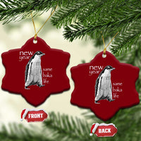 Funny New Year Same Baka Life Sarcastic Penguin Ceramic Ornament Otaku Humor Core Cringe Meme - Wonder Print Shop