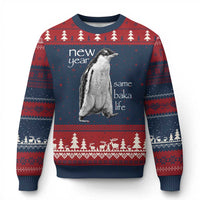 Funny New Year Same Baka Life Sarcastic Penguin Ugly Christmas Sweater Otaku Humor Core Cringe Meme - Wonder Print Shop