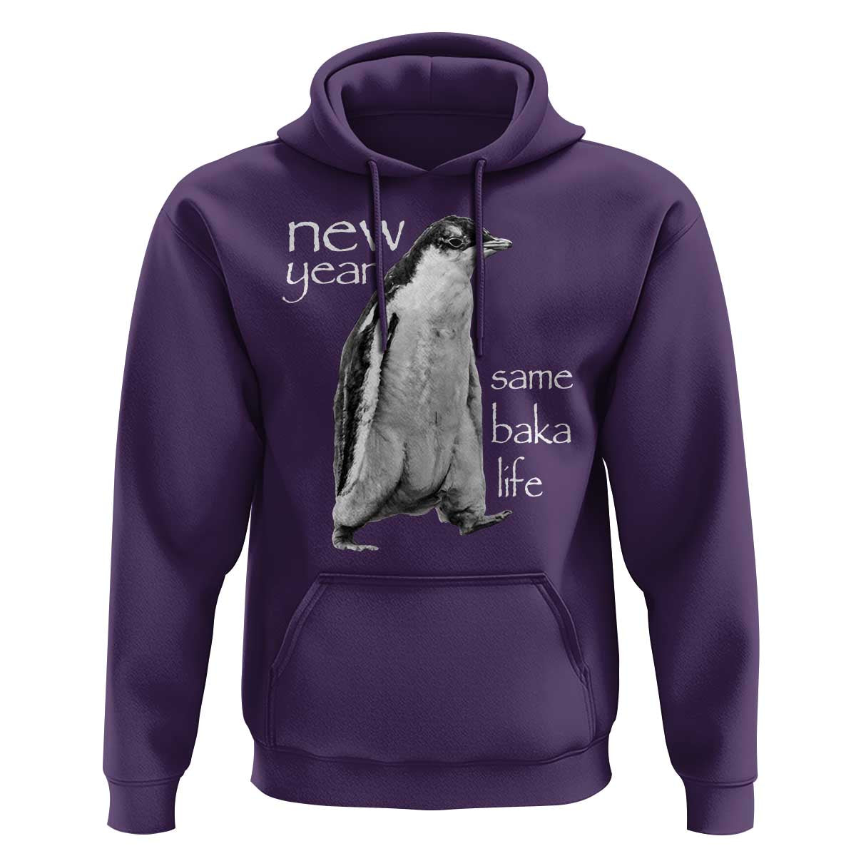Funny New Year Same Baka Life Sarcastic Penguin Hoodie Otaku Humor Core Cringe Meme - Wonder Print Shop