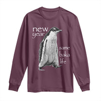 Funny New Year Same Baka Life Sarcastic Penguin Long Sleeve Shirt Otaku Humor Core Cringe Meme - Wonder Print Shop