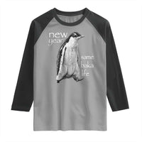 Funny New Year Same Baka Life Sarcastic Penguin Raglan Shirt Otaku Humor Core Cringe Meme - Wonder Print Shop