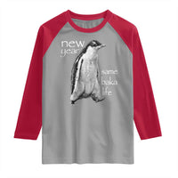 Funny New Year Same Baka Life Sarcastic Penguin Raglan Shirt Otaku Humor Core Cringe Meme - Wonder Print Shop