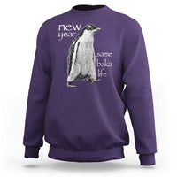 Funny New Year Same Baka Life Sarcastic Penguin Sweatshirt Otaku Humor Core Cringe Meme - Wonder Print Shop