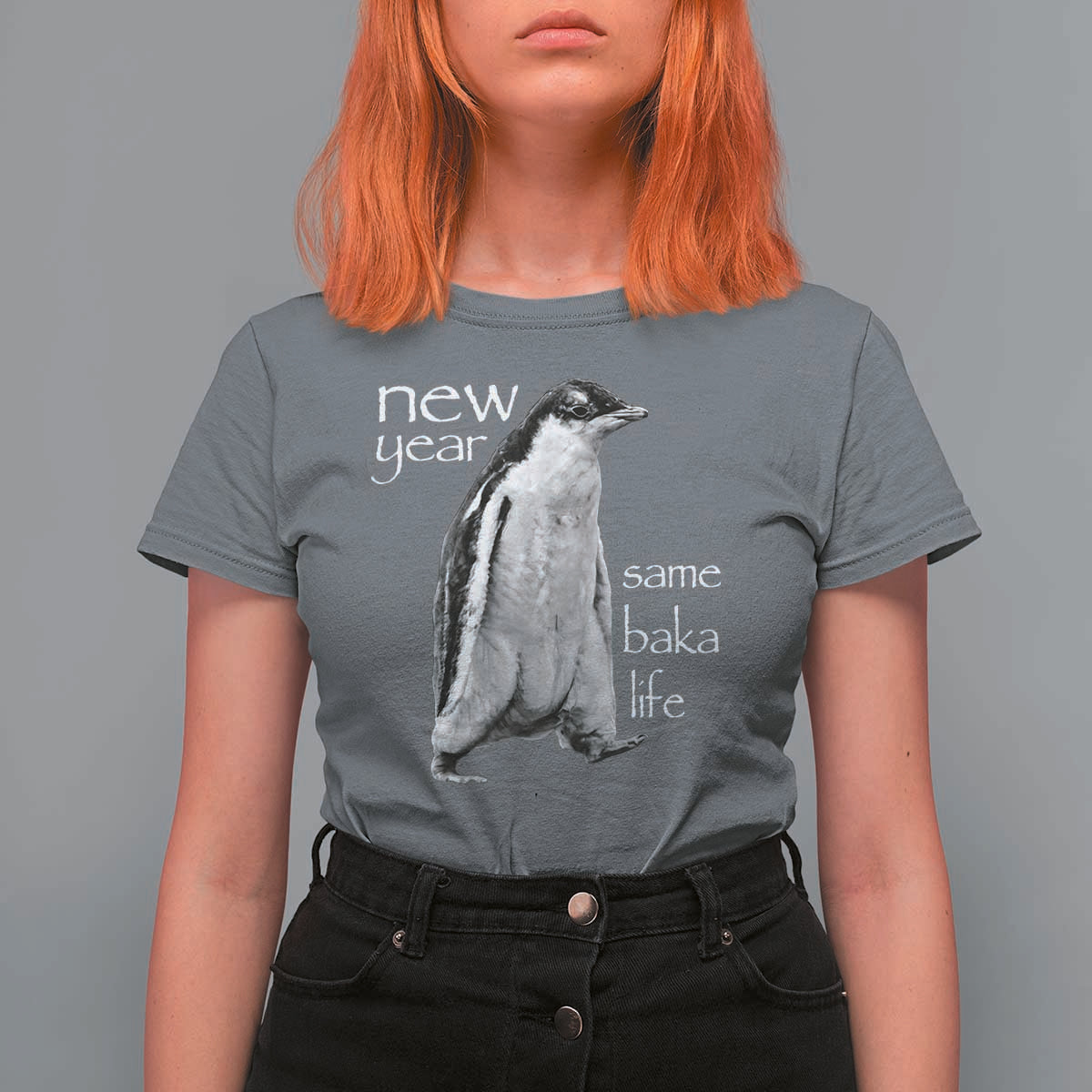 Funny New Year Same Baka Life Sarcastic Penguin T Shirt For Women Otaku Humor Core Cringe Meme - Wonder Print Shop