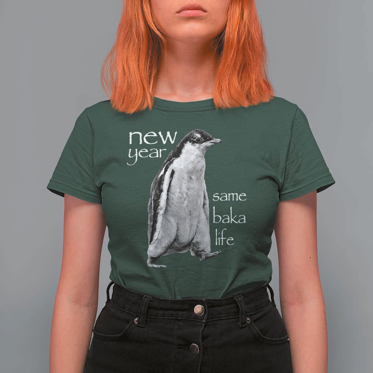 Funny New Year Same Baka Life Sarcastic Penguin T Shirt For Women Otaku Humor Core Cringe Meme - Wonder Print Shop