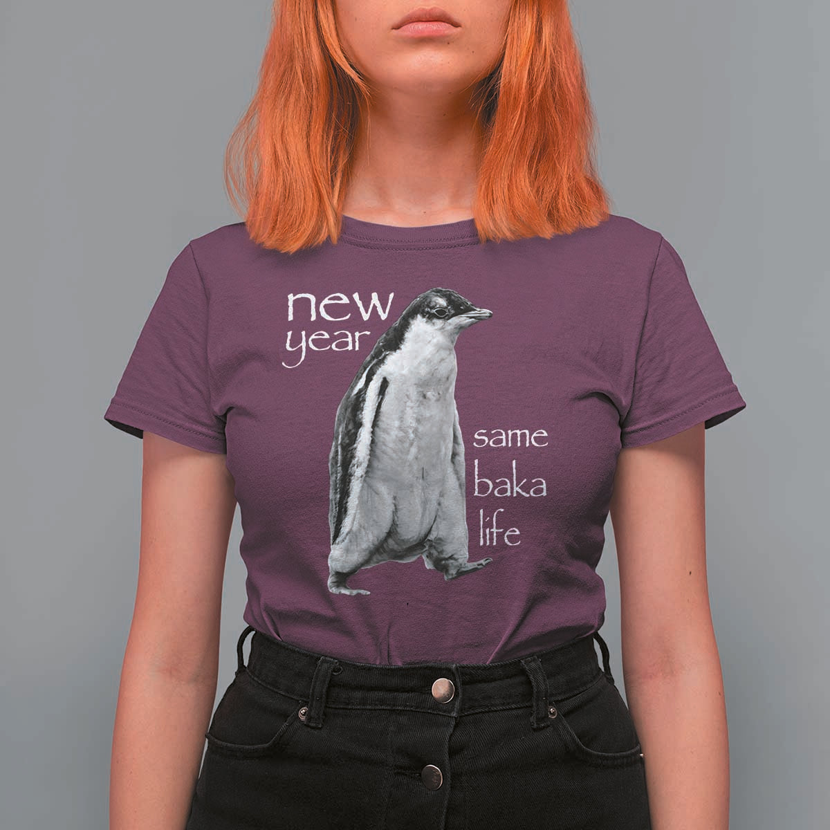 Funny New Year Same Baka Life Sarcastic Penguin T Shirt For Women Otaku Humor Core Cringe Meme - Wonder Print Shop