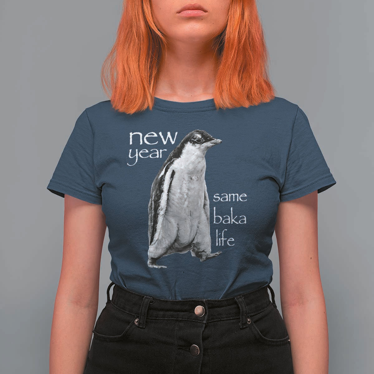 Funny New Year Same Baka Life Sarcastic Penguin T Shirt For Women Otaku Humor Core Cringe Meme - Wonder Print Shop