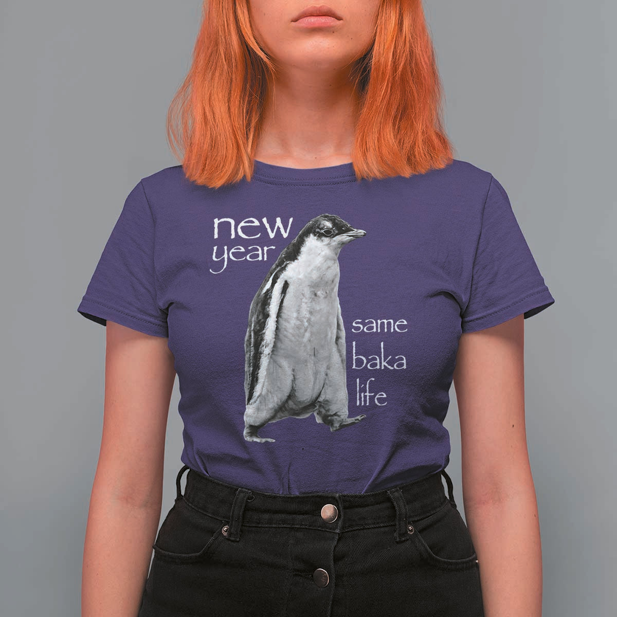Funny New Year Same Baka Life Sarcastic Penguin T Shirt For Women Otaku Humor Core Cringe Meme - Wonder Print Shop