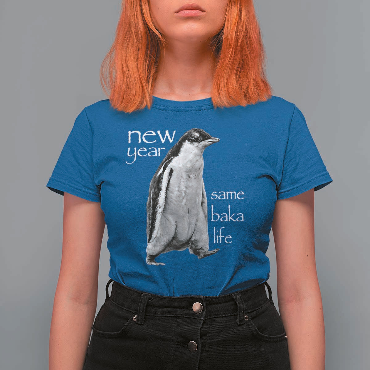 Funny New Year Same Baka Life Sarcastic Penguin T Shirt For Women Otaku Humor Core Cringe Meme - Wonder Print Shop