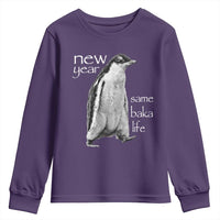 Funny New Year Same Baka Life Sarcastic Penguin Youth Sweatshirt Otaku Humor Core Cringe Meme - Wonder Print Shop