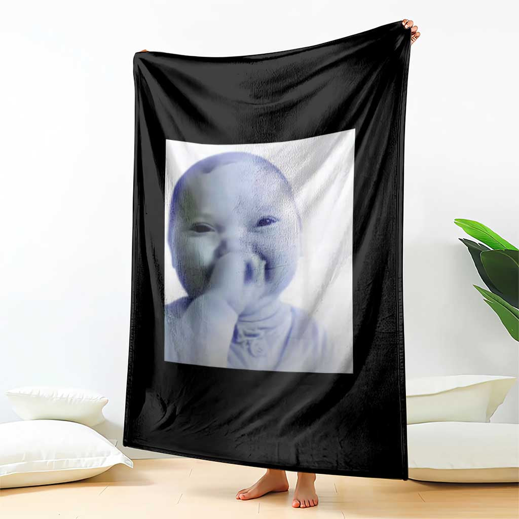Funny Tuff Baby Giggling Meme Throw Blanket Viral AI Niche Baby Holding Laugh Photo - Wonder Print Shop