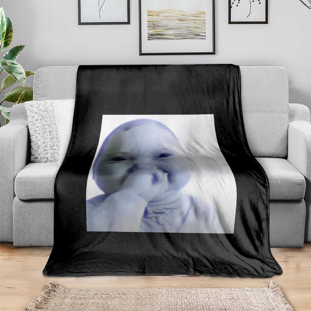 Funny Tuff Baby Giggling Meme Throw Blanket Viral AI Niche Baby Holding Laugh Photo - Wonder Print Shop