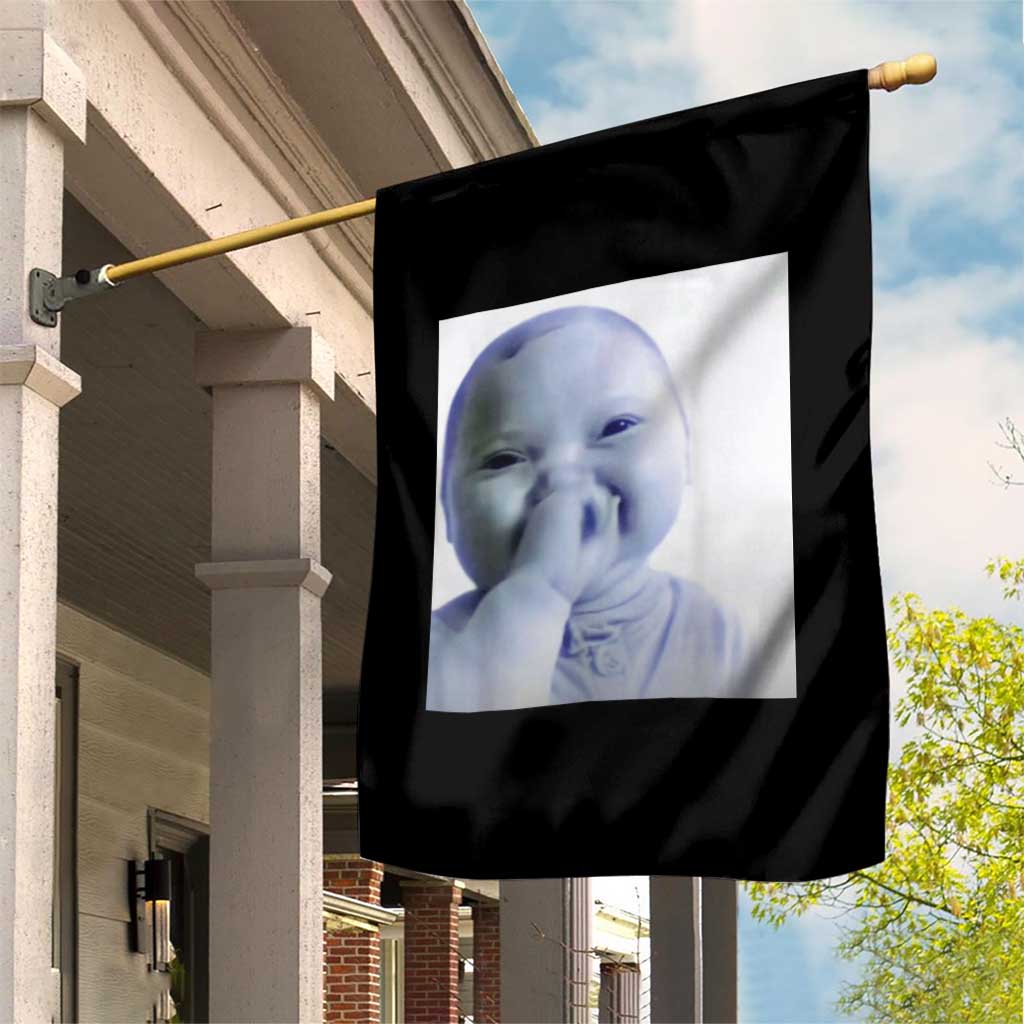 Funny Tuff Baby Giggling Meme Garden Flag Viral AI Niche Baby Holding Laugh Photo - Wonder Print Shop