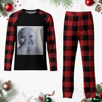 Funny Tuff Baby Giggling Meme Plaid Pajama Set Viral AI Niche Baby Holding Laugh Photo - Wonder Print Shop