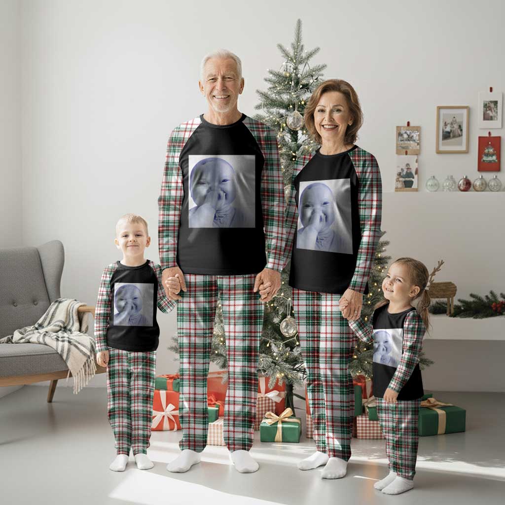 Funny Tuff Baby Giggling Meme Plaid Pajama Set Viral AI Niche Baby Holding Laugh Photo - Wonder Print Shop