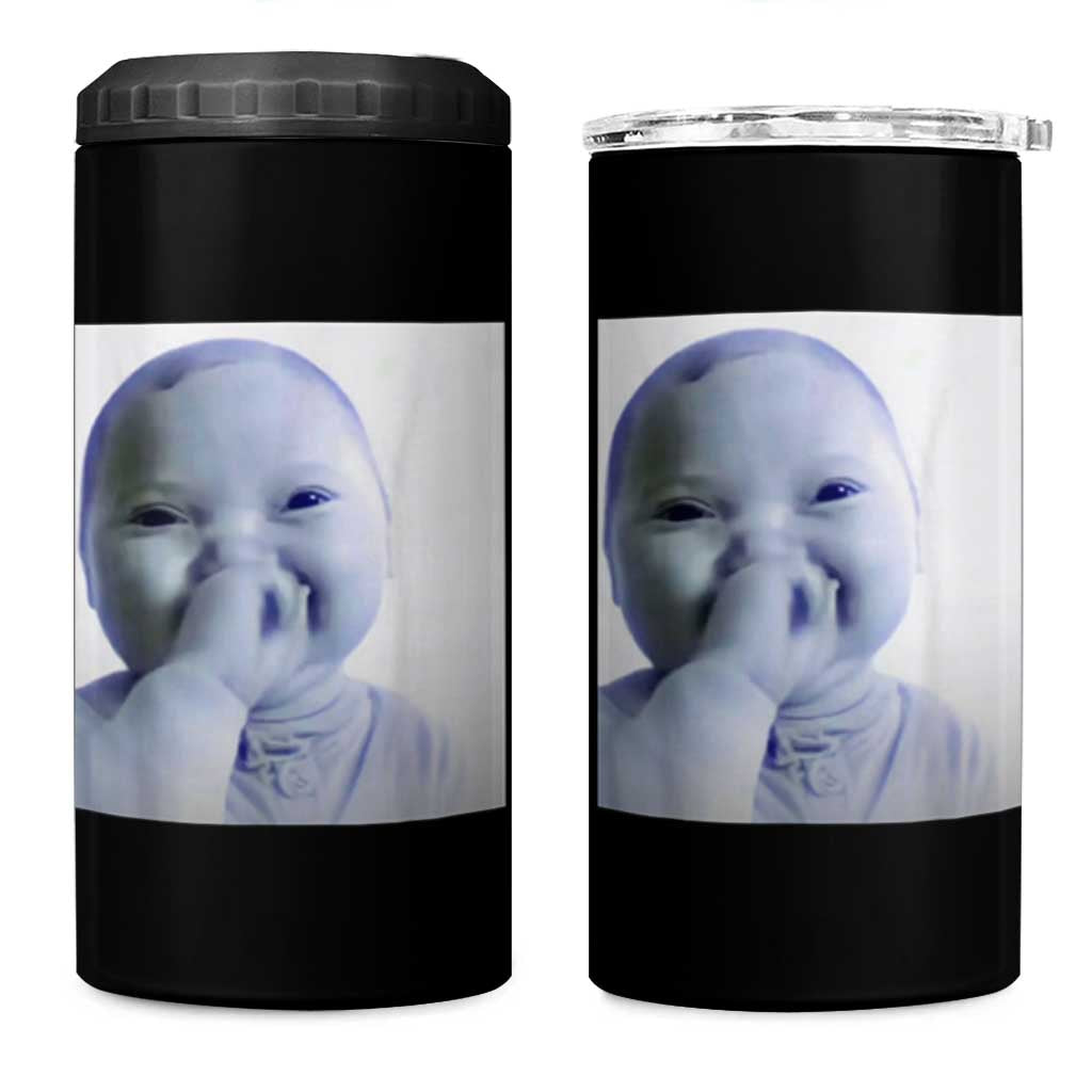 Funny Tuff Baby Giggling Meme 4 in 1 Can Cooler Tumbler Viral AI Niche Baby Holding Laugh Photo - Wonder Print Shop