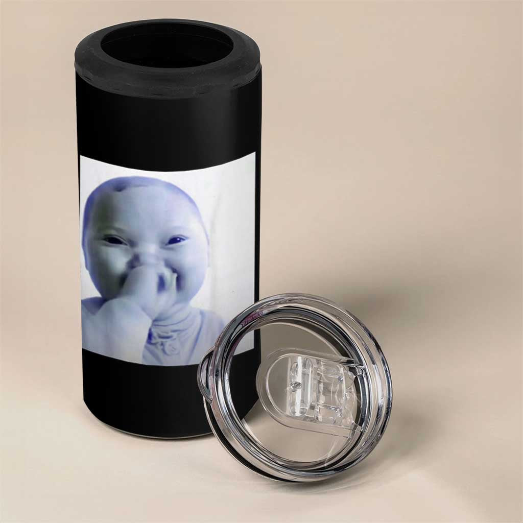 Funny Tuff Baby Giggling Meme 4 in 1 Can Cooler Tumbler Viral AI Niche Baby Holding Laugh Photo - Wonder Print Shop