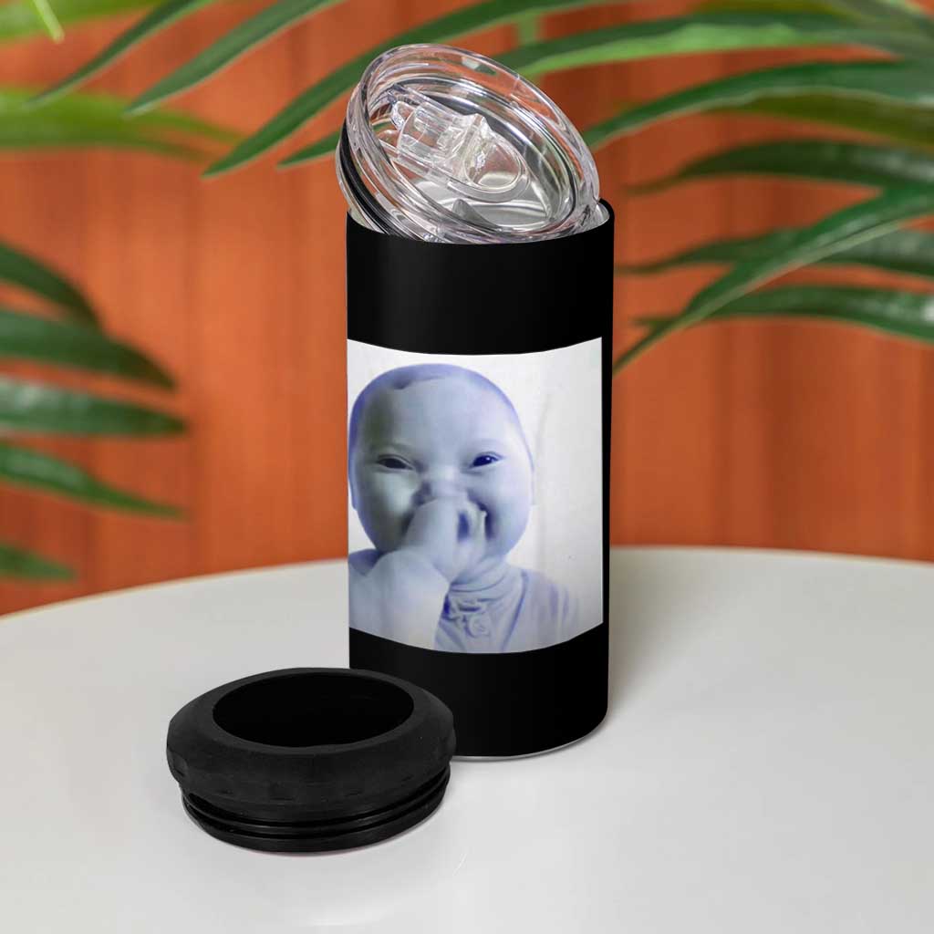 Funny Tuff Baby Giggling Meme 4 in 1 Can Cooler Tumbler Viral AI Niche Baby Holding Laugh Photo - Wonder Print Shop