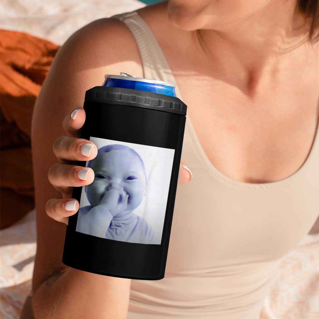 Funny Tuff Baby Giggling Meme 4 in 1 Can Cooler Tumbler Viral AI Niche Baby Holding Laugh Photo - Wonder Print Shop