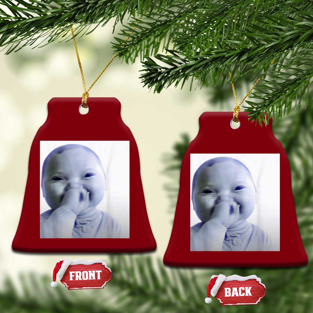 Funny Tuff Baby Giggling Meme Ceramic Ornament Viral AI Niche Baby Holding Laugh Photo - Wonder Print Shop