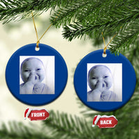 Funny Tuff Baby Giggling Meme Ceramic Ornament Viral AI Niche Baby Holding Laugh Photo - Wonder Print Shop