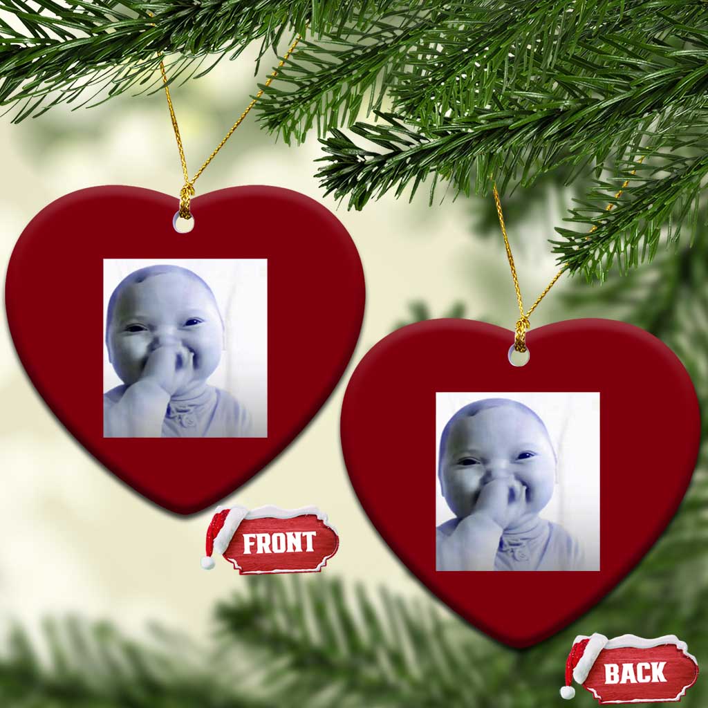 Funny Tuff Baby Giggling Meme Ceramic Ornament Viral AI Niche Baby Holding Laugh Photo - Wonder Print Shop