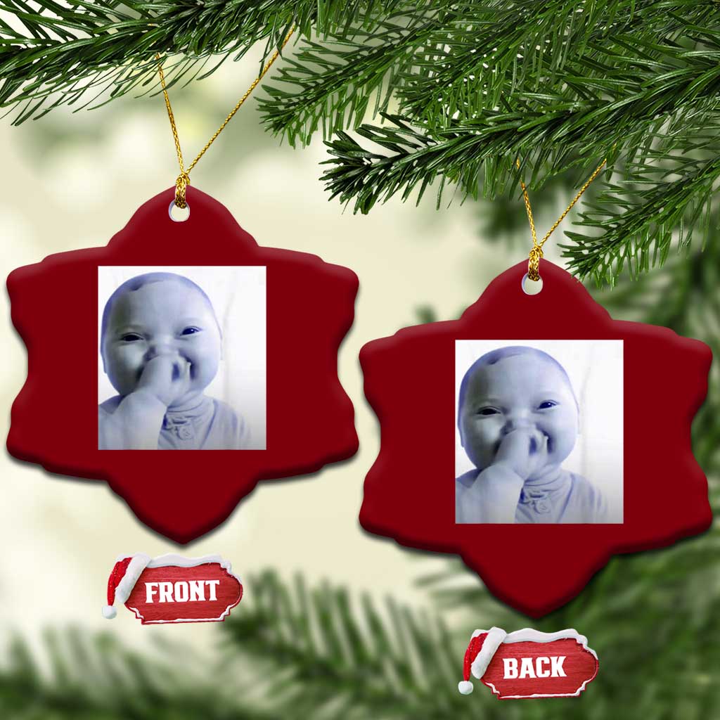 Funny Tuff Baby Giggling Meme Ceramic Ornament Viral AI Niche Baby Holding Laugh Photo - Wonder Print Shop