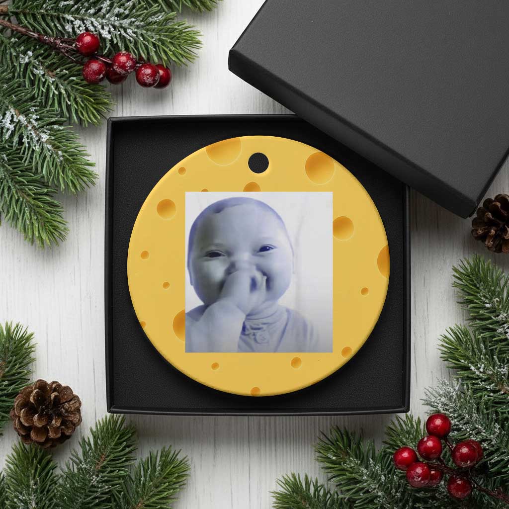 Funny Tuff Baby Giggling Meme Ceramic Ornament Viral AI Niche Baby Holding Laugh Photo - Wonder Print Shop
