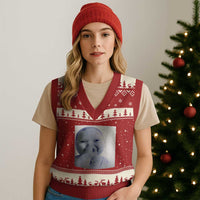 Funny Tuff Baby Giggling Meme V-Neck Knit Sweater Vest Viral AI Niche Baby Holding Laugh Photo - Wonder Print Shop