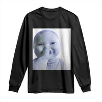 Funny Tuff Baby Giggling Meme Long Sleeve Shirt Viral AI Niche Baby Holding Laugh Photo - Wonder Print Shop
