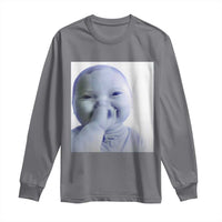 Funny Tuff Baby Giggling Meme Long Sleeve Shirt Viral AI Niche Baby Holding Laugh Photo - Wonder Print Shop