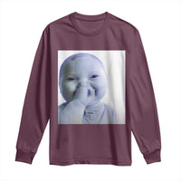 Funny Tuff Baby Giggling Meme Long Sleeve Shirt Viral AI Niche Baby Holding Laugh Photo - Wonder Print Shop