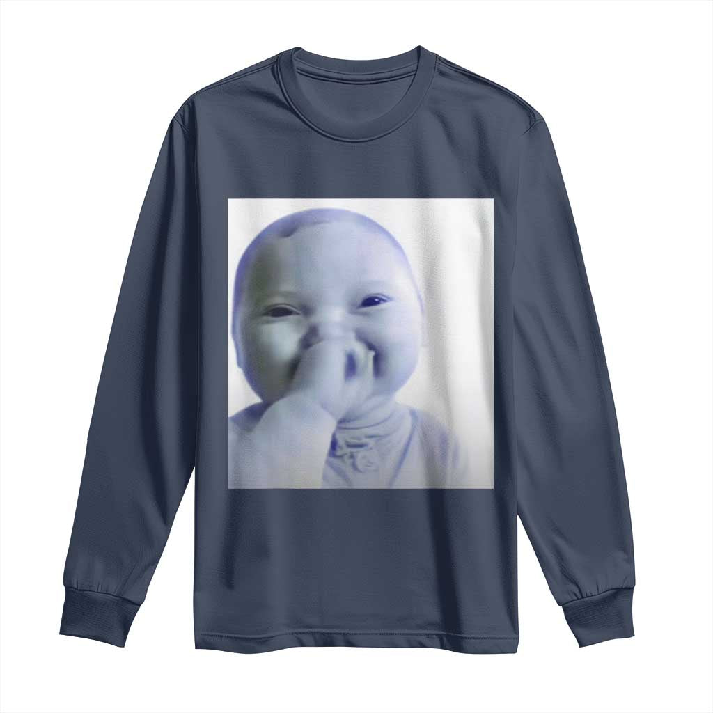 Funny Tuff Baby Giggling Meme Long Sleeve Shirt Viral AI Niche Baby Holding Laugh Photo - Wonder Print Shop