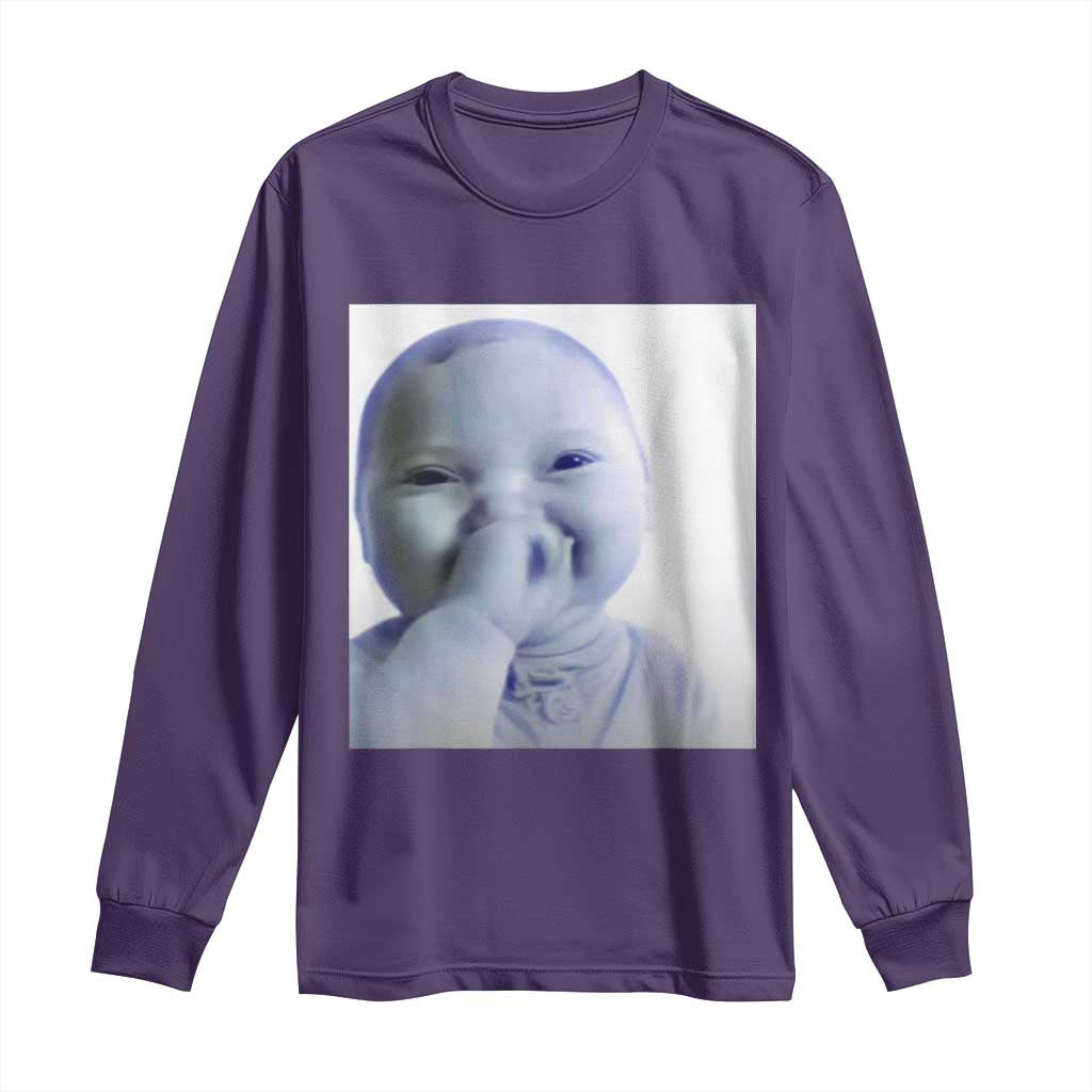 Funny Tuff Baby Giggling Meme Long Sleeve Shirt Viral AI Niche Baby Holding Laugh Photo - Wonder Print Shop