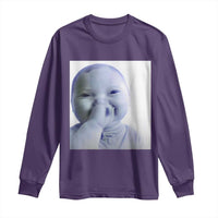 Funny Tuff Baby Giggling Meme Long Sleeve Shirt Viral AI Niche Baby Holding Laugh Photo - Wonder Print Shop