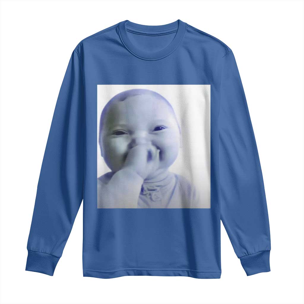 Funny Tuff Baby Giggling Meme Long Sleeve Shirt Viral AI Niche Baby Holding Laugh Photo - Wonder Print Shop