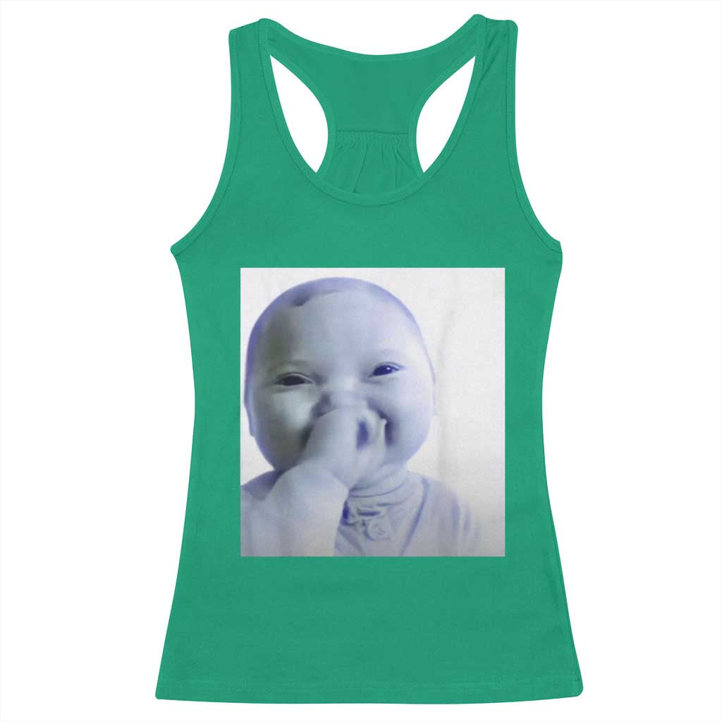 Funny Tuff Baby Giggling Meme Racerback Tank Top Viral AI Niche Baby Holding Laugh Photo - Wonder Print Shop
