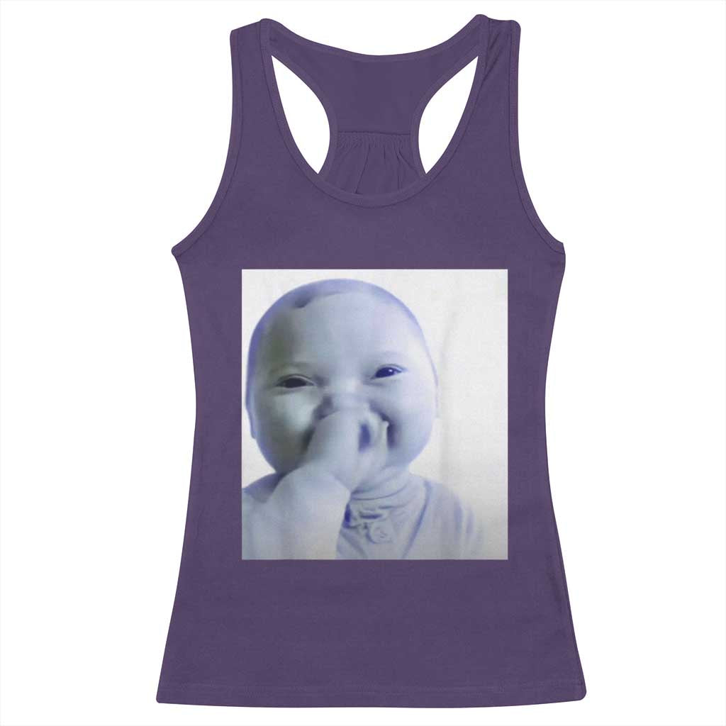 Funny Tuff Baby Giggling Meme Racerback Tank Top Viral AI Niche Baby Holding Laugh Photo - Wonder Print Shop