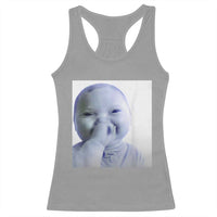 Funny Tuff Baby Giggling Meme Racerback Tank Top Viral AI Niche Baby Holding Laugh Photo - Wonder Print Shop