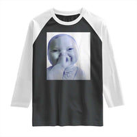 Funny Tuff Baby Giggling Meme Raglan Shirt Viral AI Niche Baby Holding Laugh Photo - Wonder Print Shop