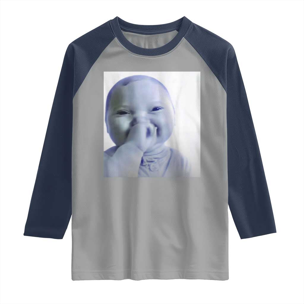 Funny Tuff Baby Giggling Meme Raglan Shirt Viral AI Niche Baby Holding Laugh Photo - Wonder Print Shop