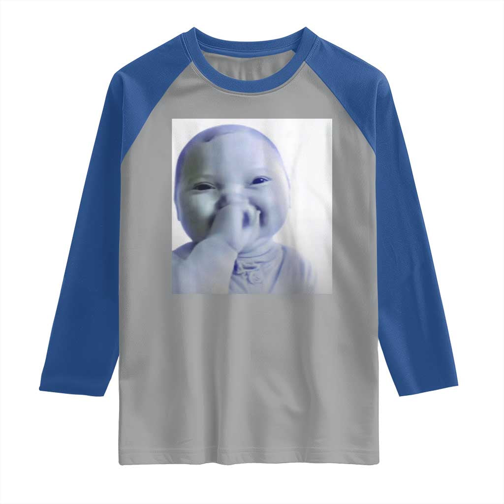 Funny Tuff Baby Giggling Meme Raglan Shirt Viral AI Niche Baby Holding Laugh Photo - Wonder Print Shop