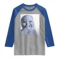 Funny Tuff Baby Giggling Meme Raglan Shirt Viral AI Niche Baby Holding Laugh Photo - Wonder Print Shop